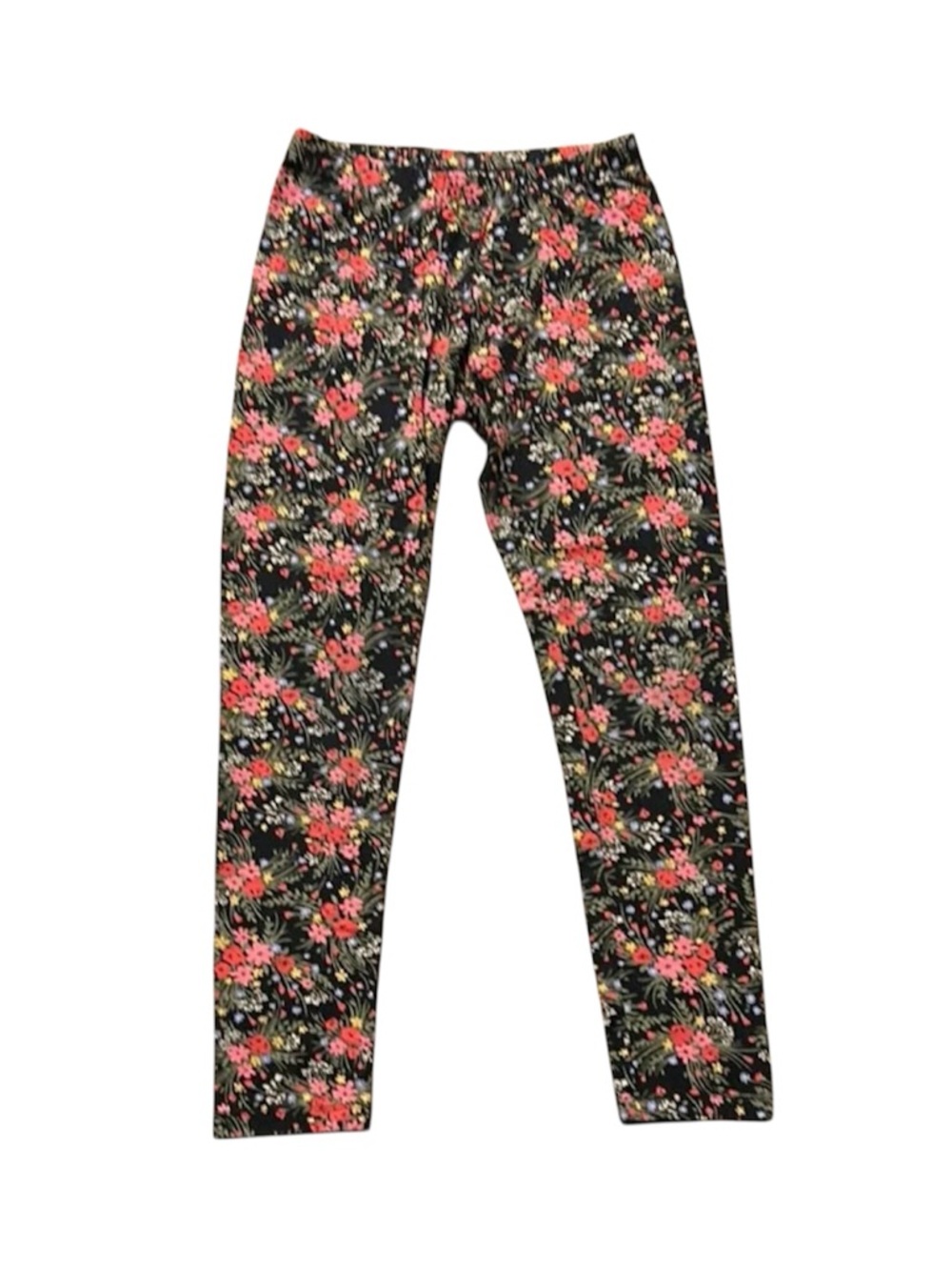 ✨Cat & Jack Black Leggings with Coral Floral Print